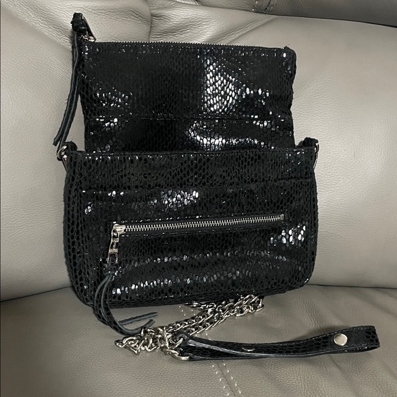 SORIAL NEW YORK Black Embossed Snake Women's  Crossbody Bag - Picture 5 of 8